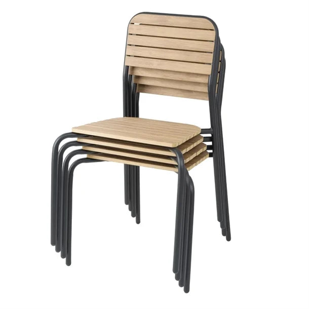 Bolero FU537 - Four Santorini Wood Effect Outdoor Chairs