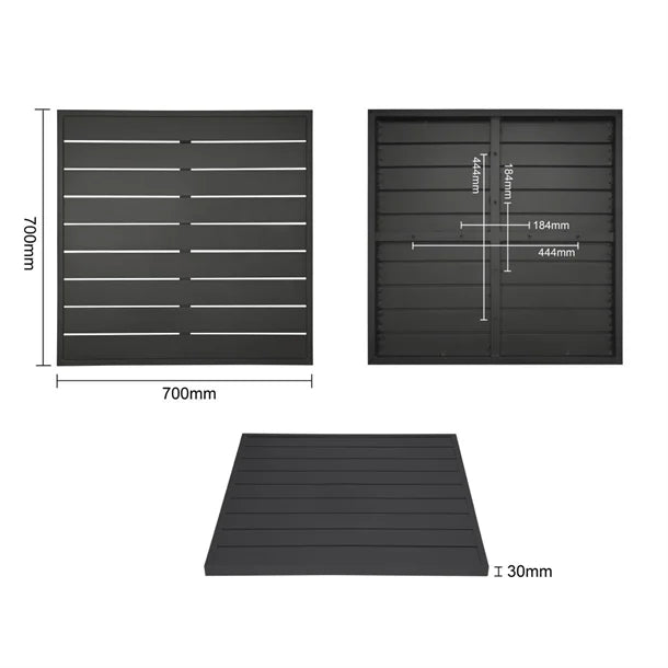 Bolero FW599 - Black Square Aluminium Table Top 700mm