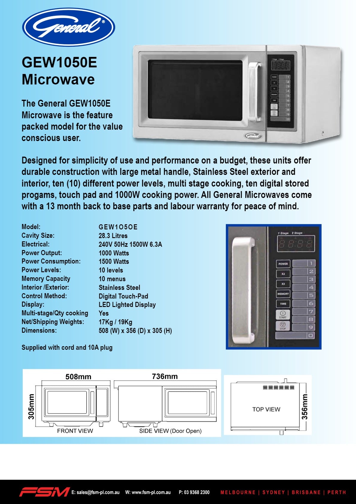 General GEW1050E - Microwave