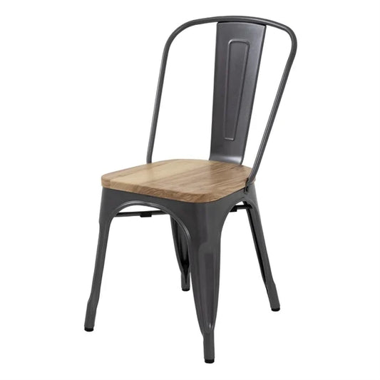 Bolero GG708 - Four Steel Dining Side Chairs with Wooden Seat Pads