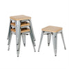 Bolero GM634 - Four Bistro Low Stools with Wooden Seat Pads