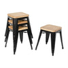 Bolero GM635 - Four Bistro Low Stools with Wooden Seat Pads