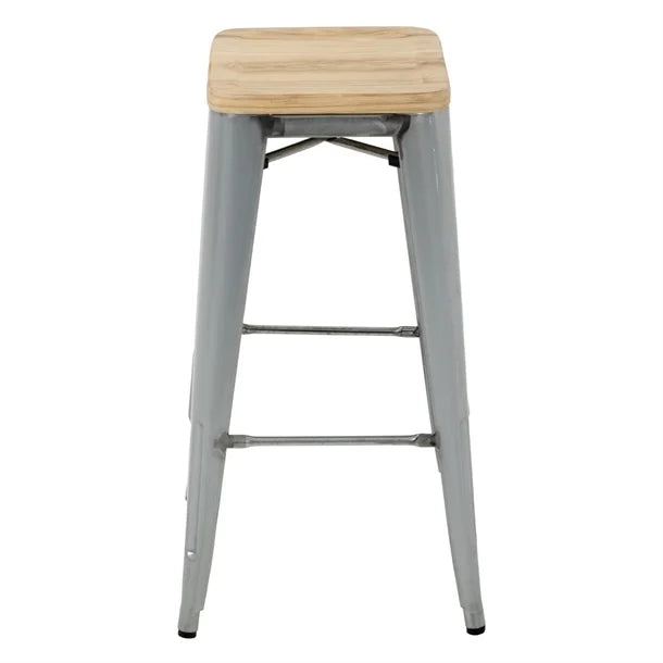 Bolero GM638 - Four Bistro High Stools with Wooden Seat Pads
