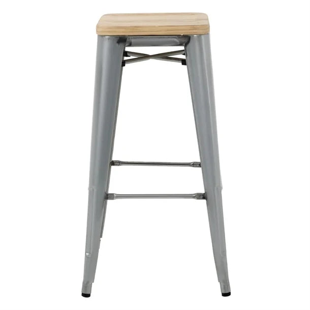 Bolero GM638 - Four Bistro High Stools with Wooden Seat Pads