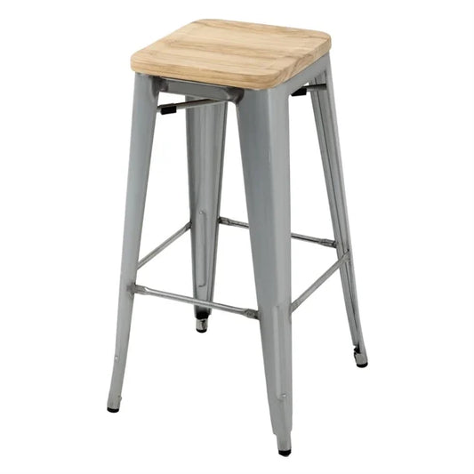 Bolero GM638 - Four Bistro High Stools with Wooden Seat Pads