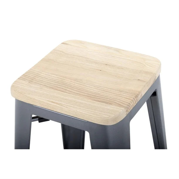 Bolero GM639 - Four Bistro High Stools with Wooden Seat Pads