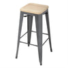 Bolero GM639 - Four Bistro High Stools with Wooden Seat Pads
