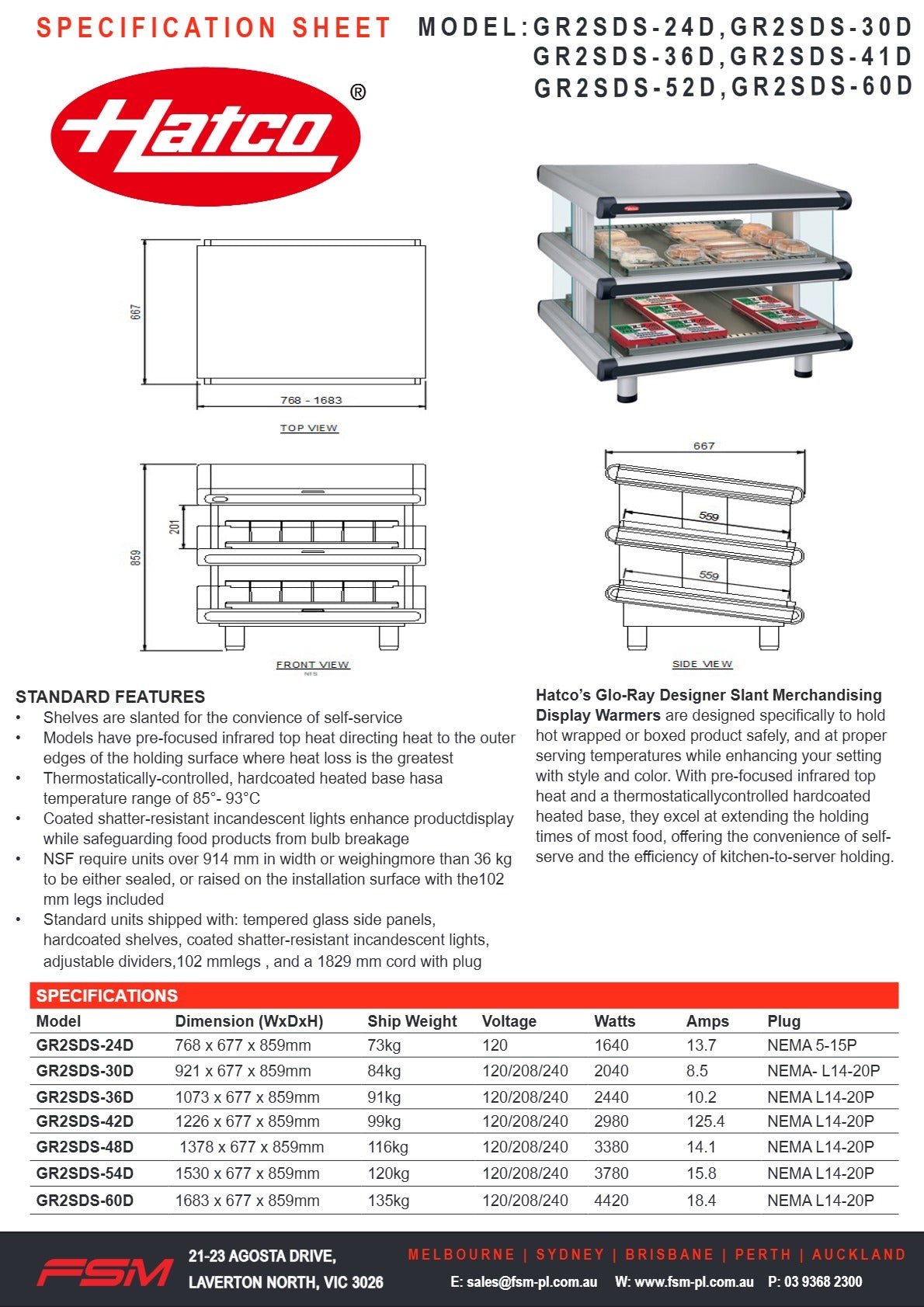 Hatco Glo-Ray GR2SDS-36D - Hot Food Display