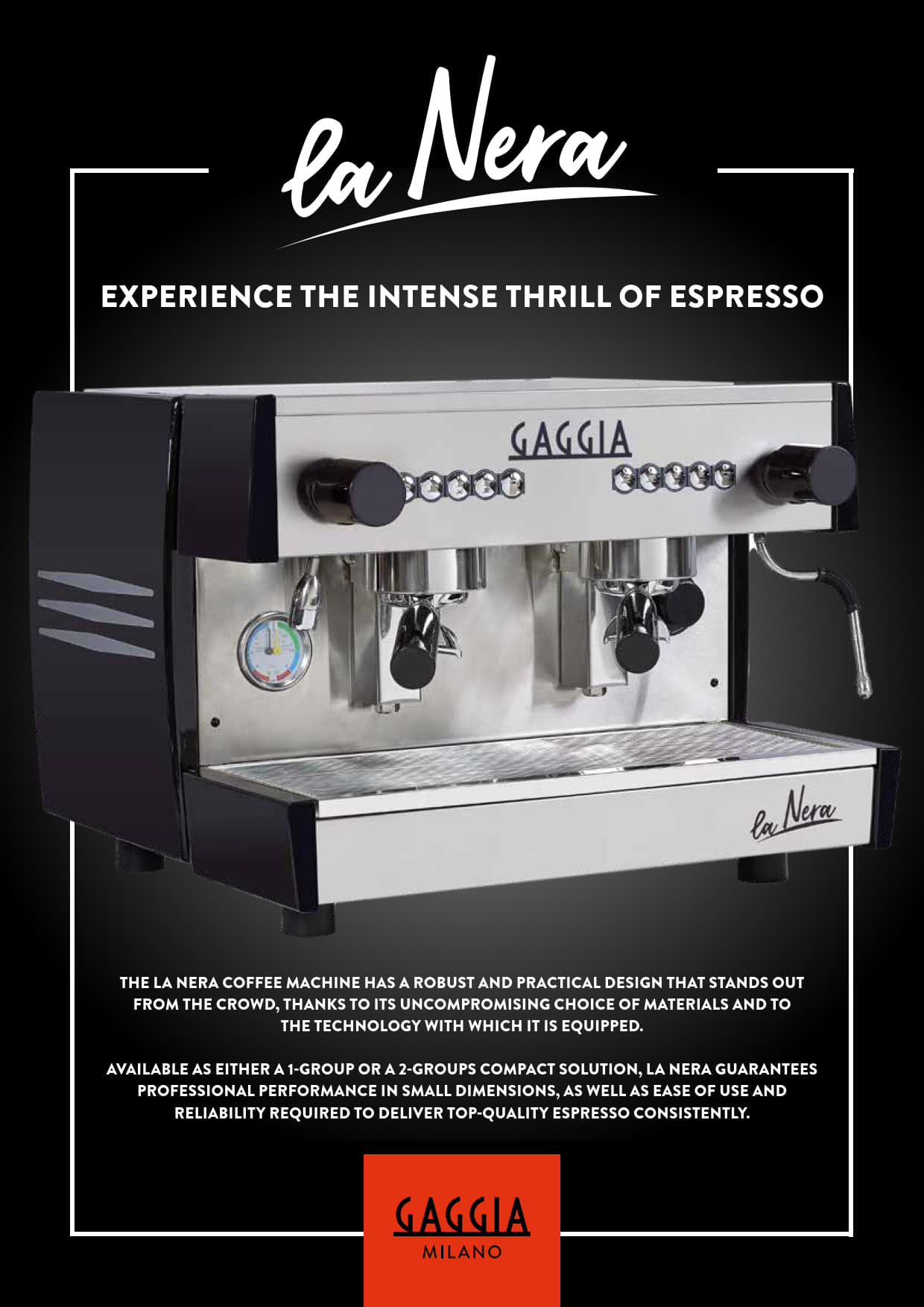 Gaggia La Nera 2 Group Compact Coffee Machine