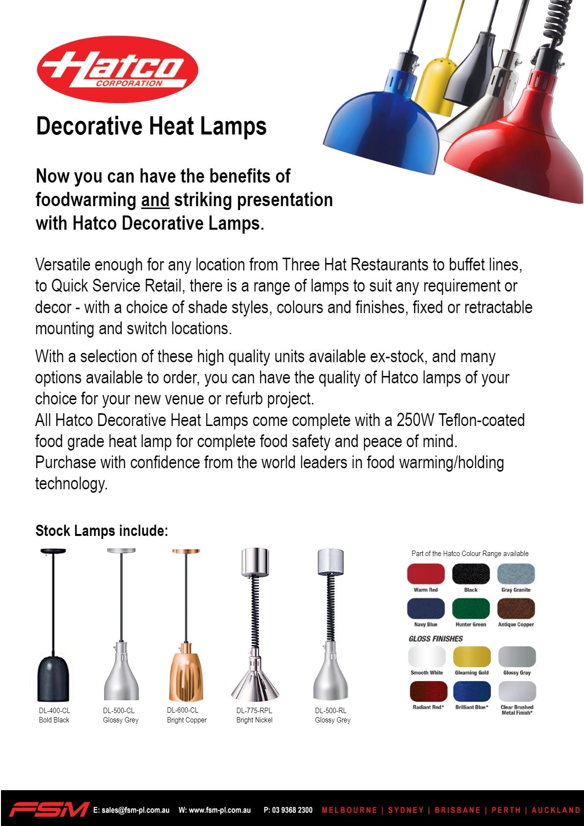 Hatco DL-500-CL-CH/BK - Decorative Heat Lamp