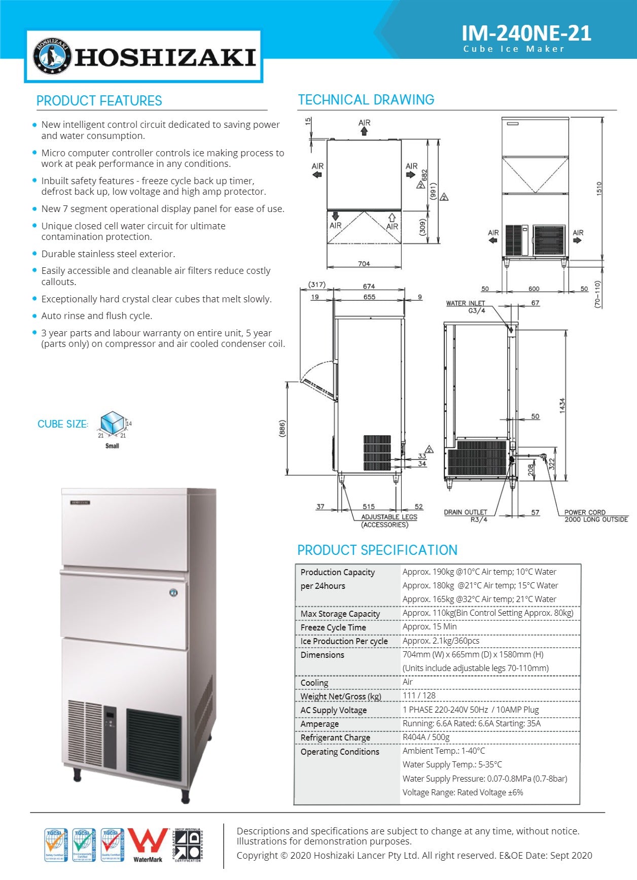 Hoshizaki IM-240NE-21 – Cube Ice Machine