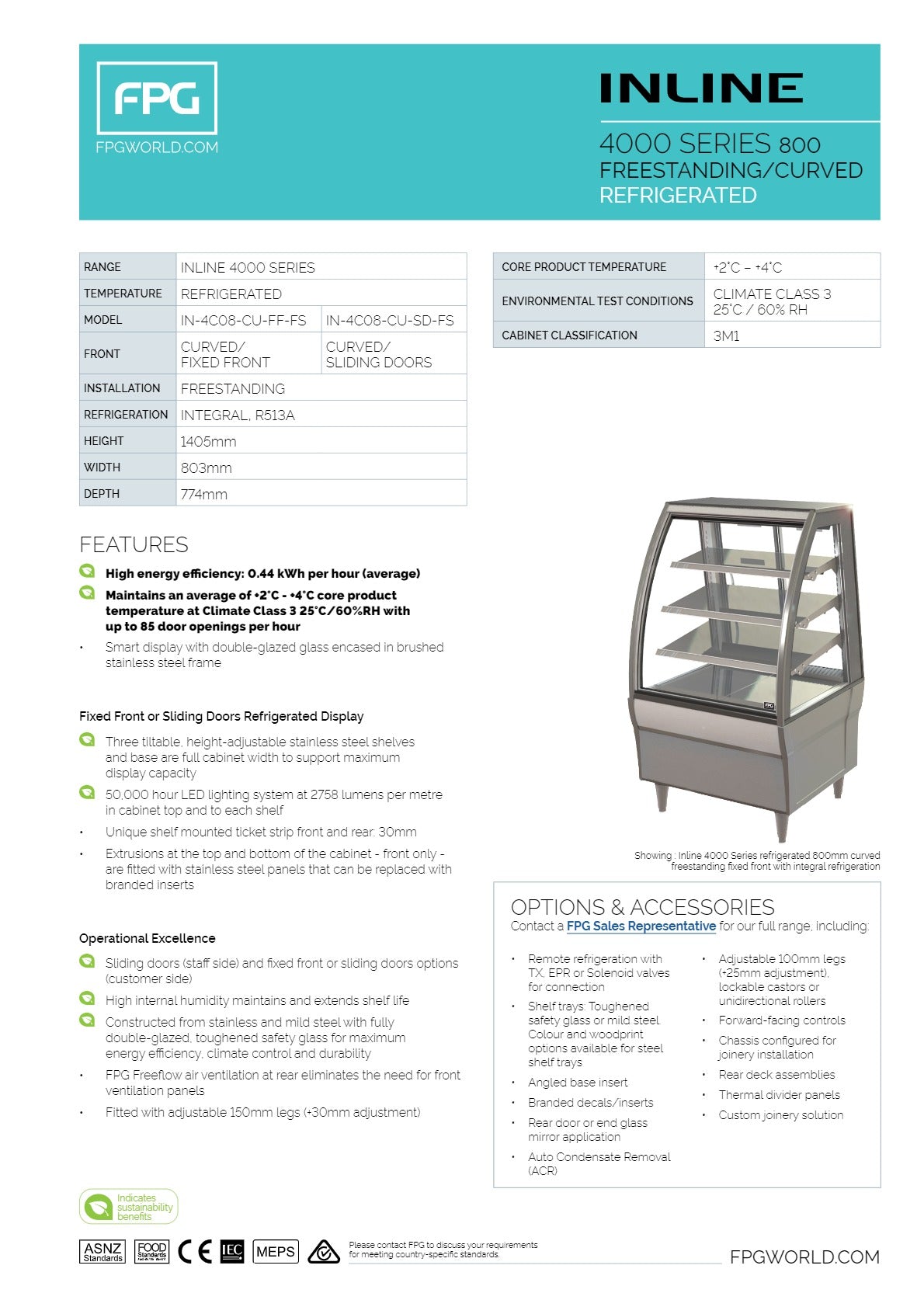 FPG 4000 Series 800 IN-4C08-CU-FS - Freestanding Cold Food Display