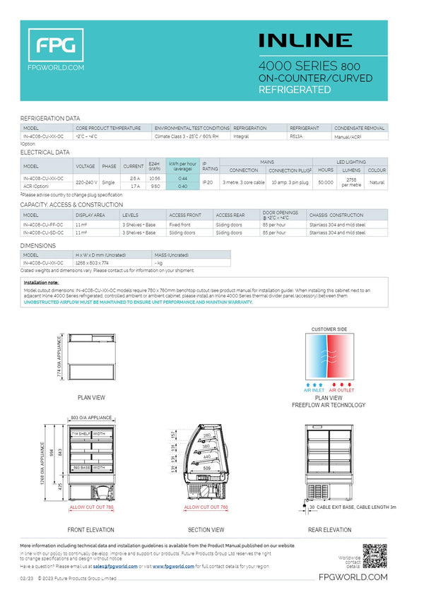 FPG 4000 Series 800 IN-4C08-CU-OC - On-Counter Cold Food Display