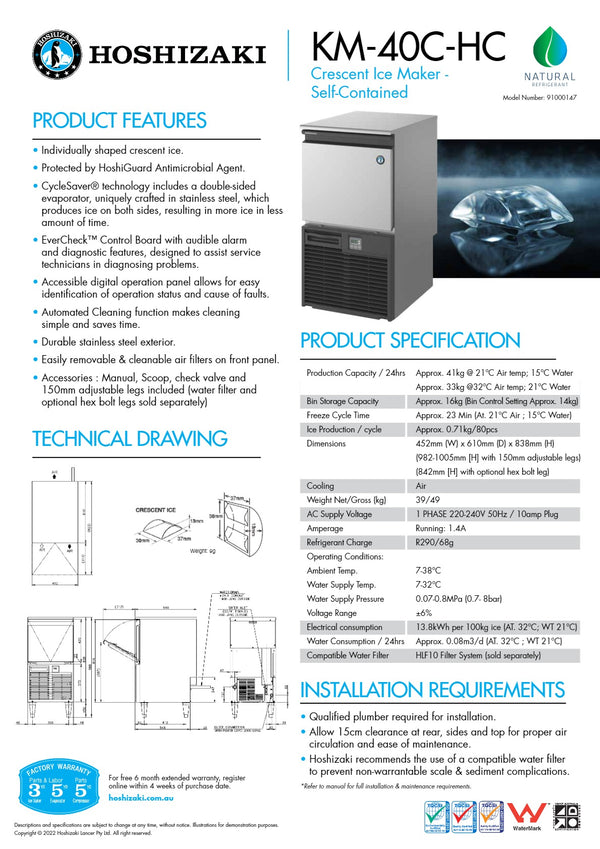 Hoshizaki KM-40C-HC - Crescent Ice Machine