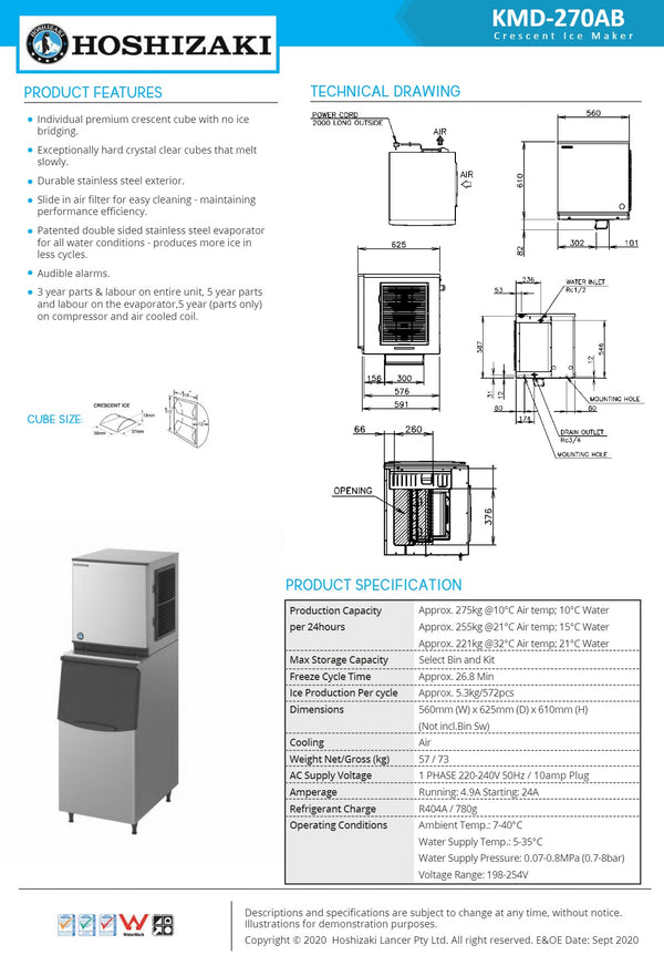 Hoshizaki KMD-270AB – Crescent Ice Machine Head