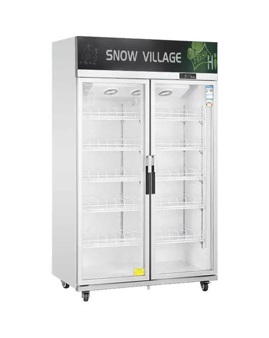 Snow Village LC-1000FS - Double Glass Door Upright Fridge