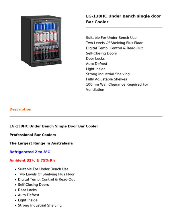Thermaster LG-138HC - Under Bench Fridge