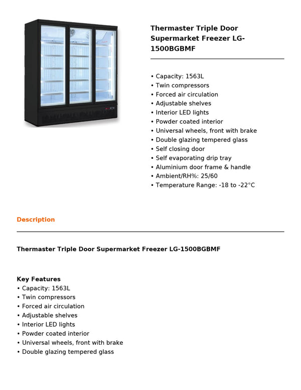 Thermaster LG-1500BGBMF - Upright Freezer