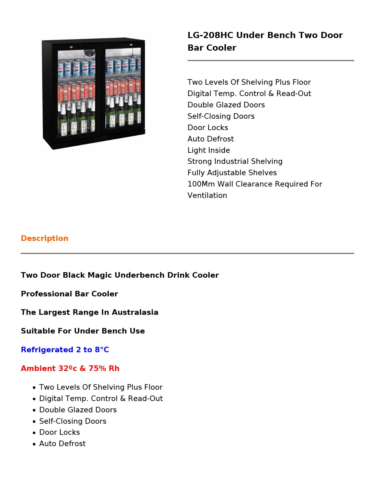 Thermaster LG-208HC - Under Bench Fridge