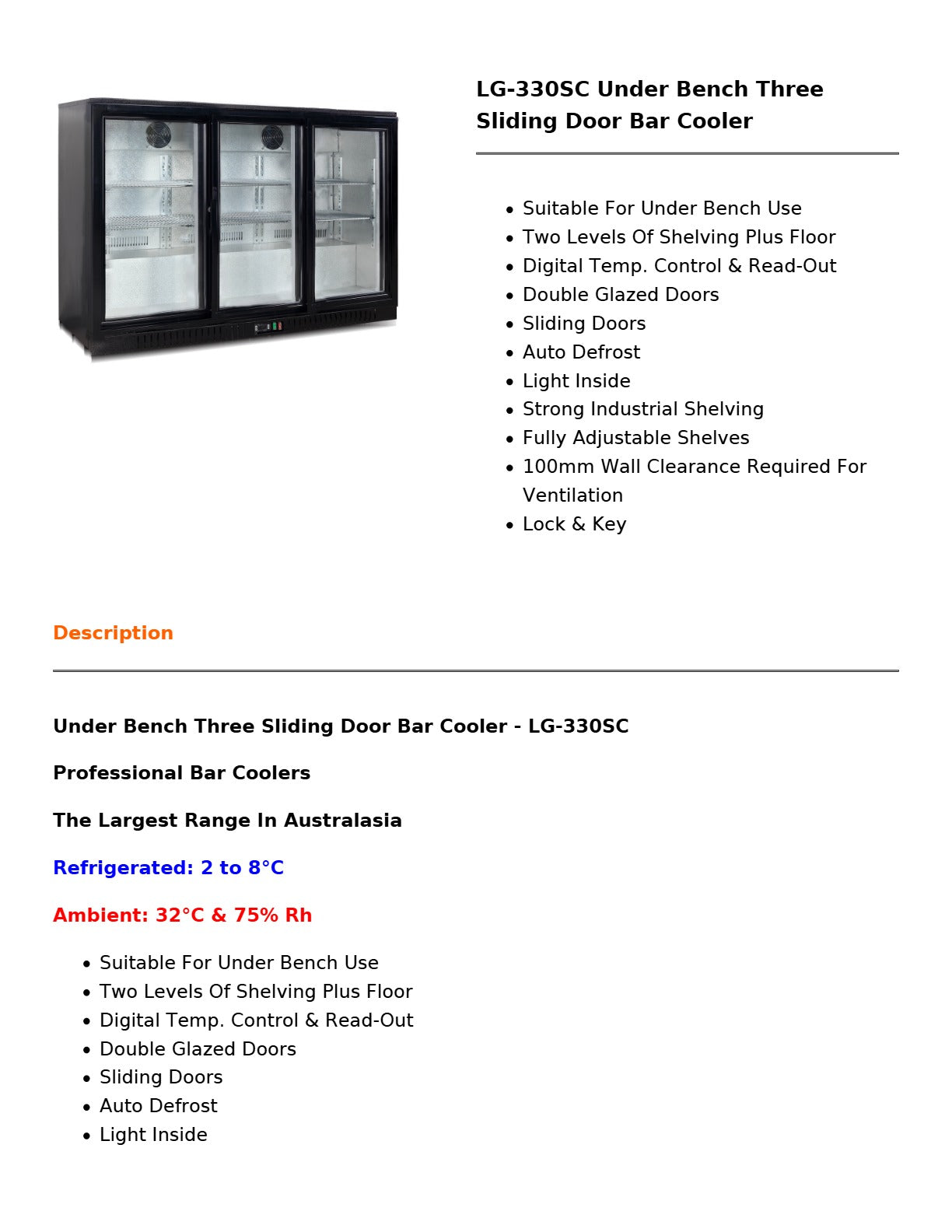 Thermaster LG-330SC - Under Bench Fridge