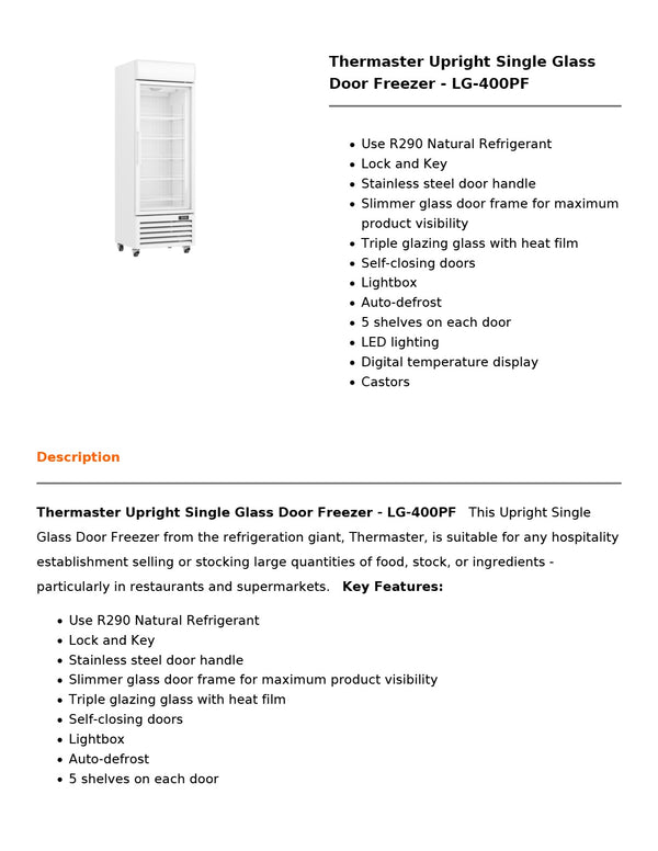 Thermaster LG-400PF - Upright Freezer