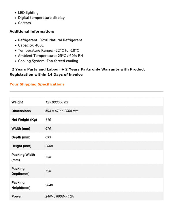 Thermaster LG-400PF - Upright Freezer
