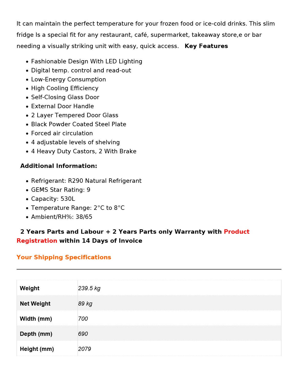 Thermaster LG-540BP - Upright Beverage Fridge