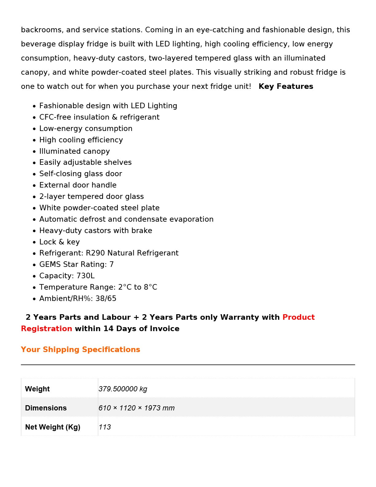 Thermaster LG-730BP - Upright Beverage Fridge