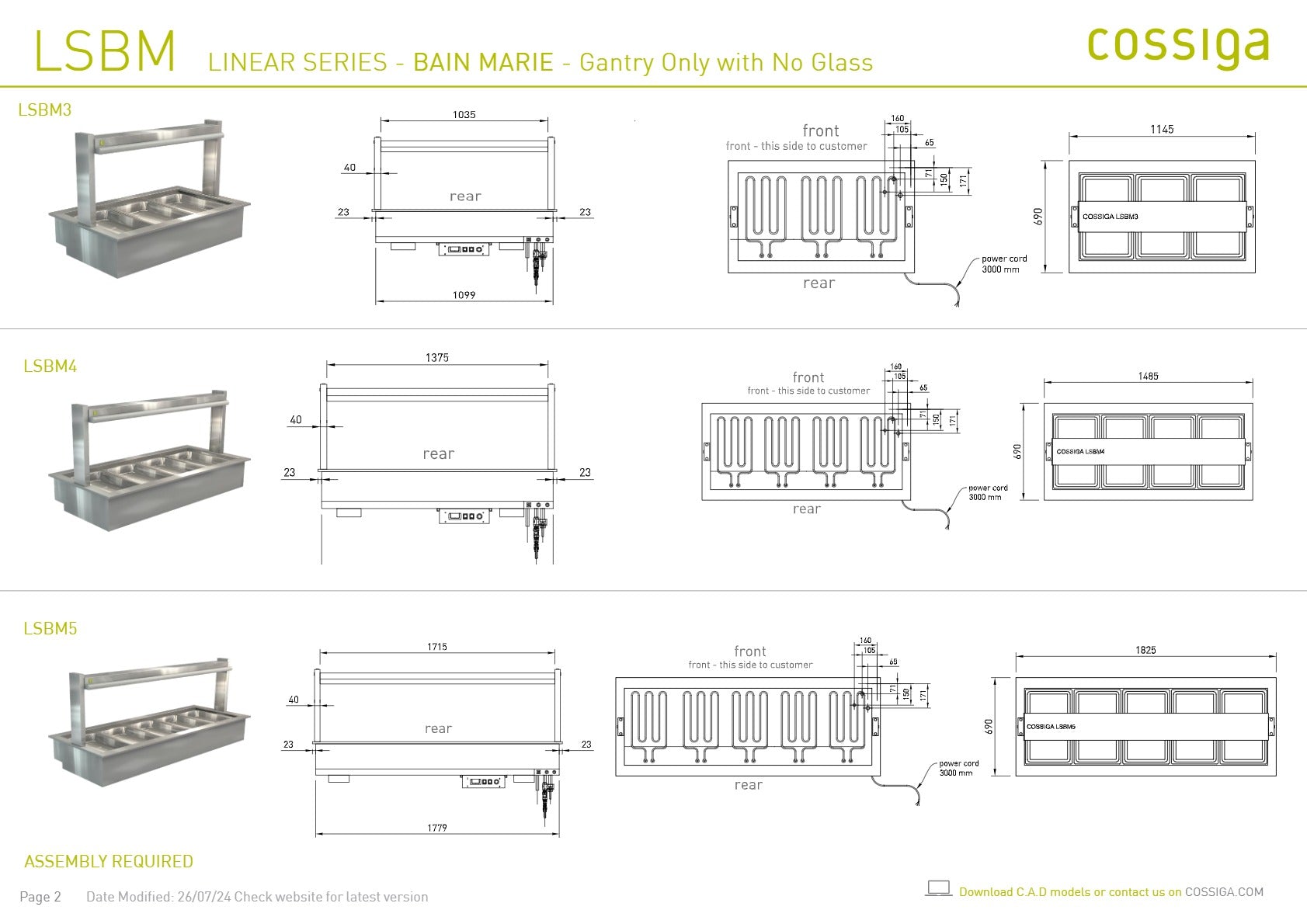 Cossiga Linear Series LSBM4 - Bain Marie