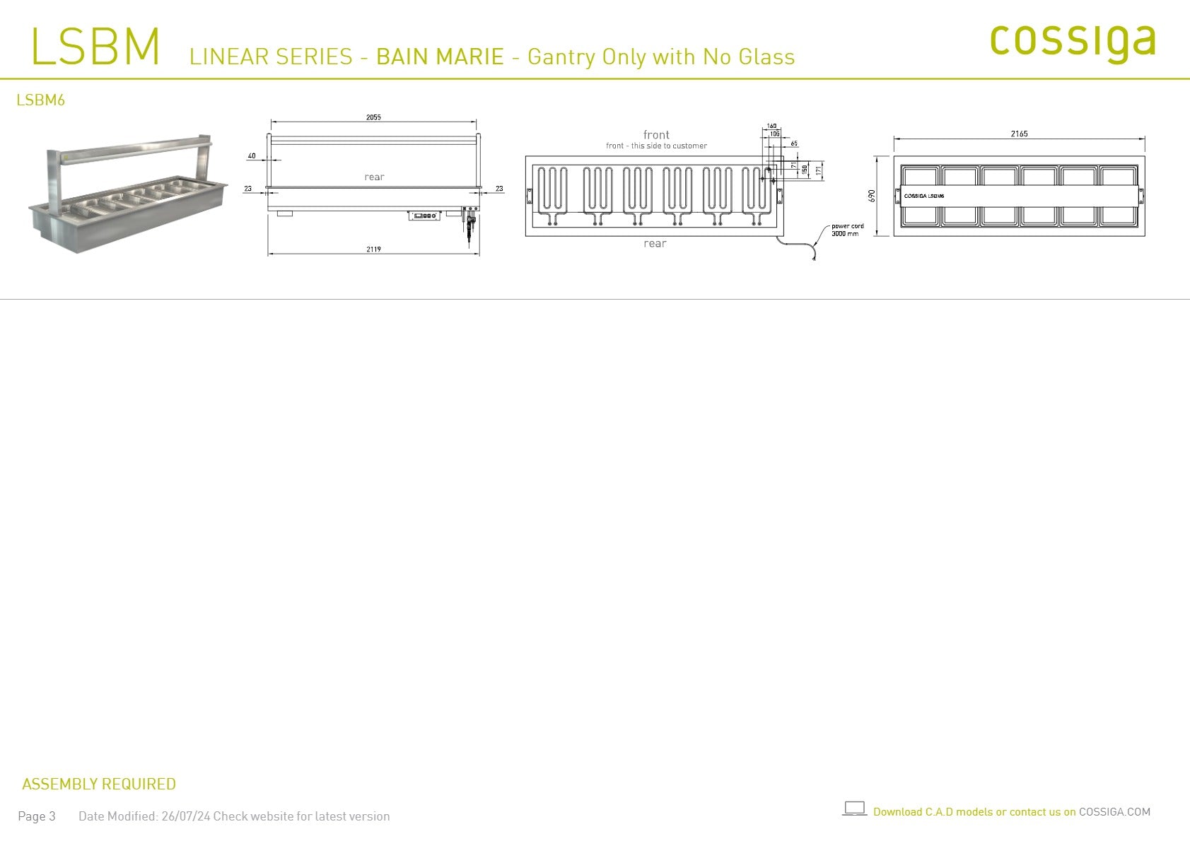 Cossiga Linear Series LSBM6 - Bain Marie