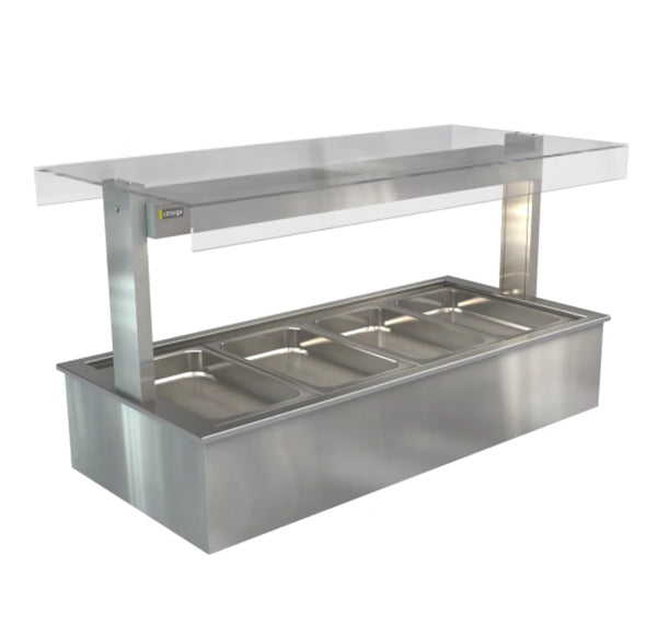 Cossiga Linear Series LSBM4-FT - Bain Marie with Flat Top Sneeze Guard