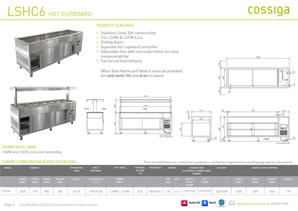 Cossiga Linear Series LSHC6 - Hot Cupboard