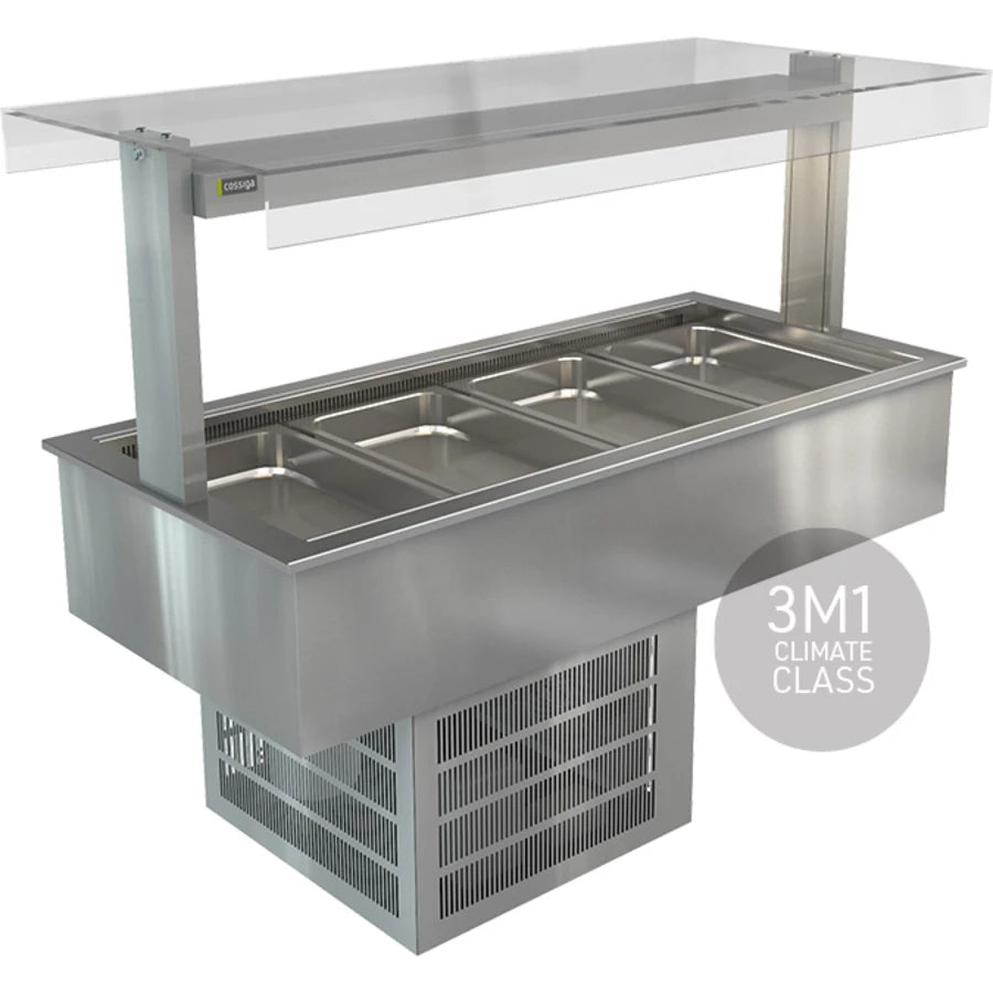 Cossiga Linear Series LSRF6-FT - Drop-In Chilled Well with Flat Top Sneeze Guard