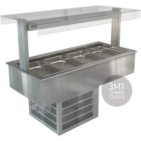 Cossiga Linear Series LSRF5-FT - Drop-In Chilled Well with Flat Top Sneeze Guard