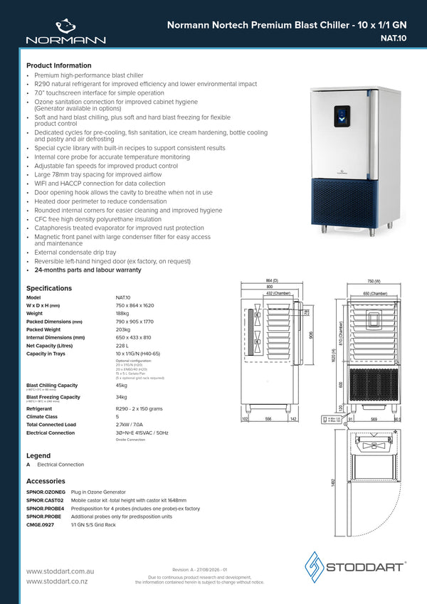 Normann NAT.10 - Free Standing Blast Chiller
