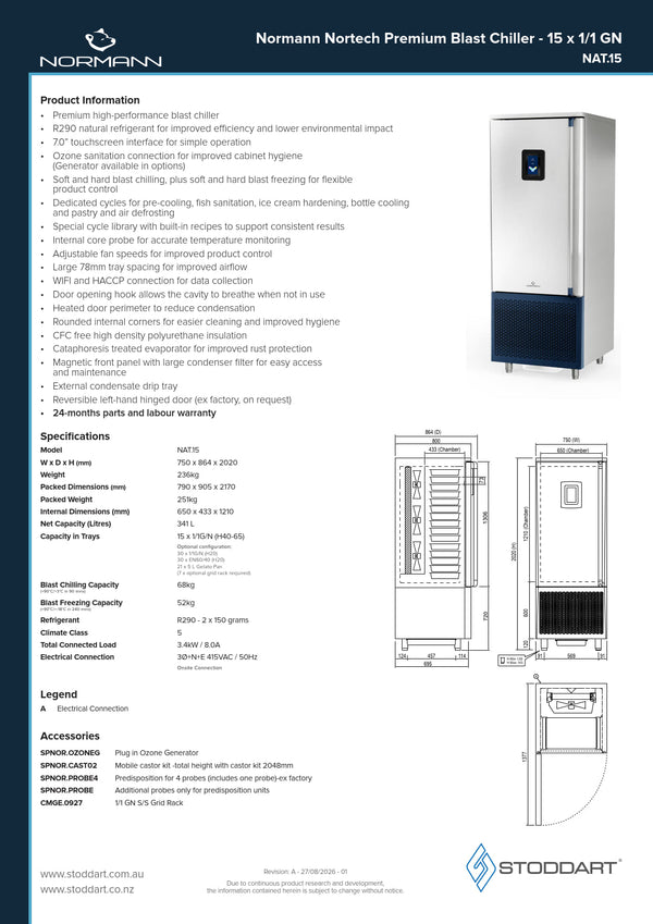 Normann NAT.15 - Free Standing Blast Chiller