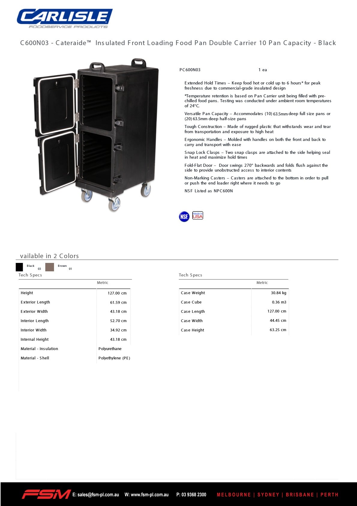 Carlisle Cateraide PC600N03 - Food Pan Carrier