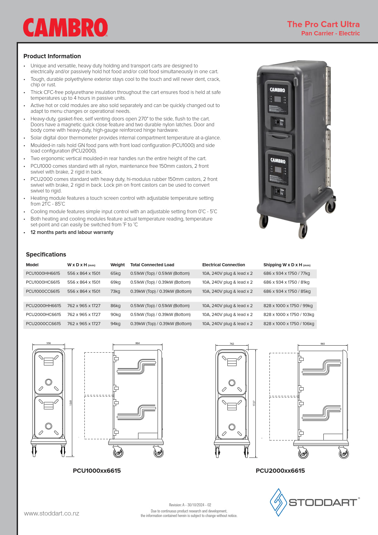 Cambro Meal Transportation Pro Cart Ultra PCU1000HC6615 - Electric Pan Carrier