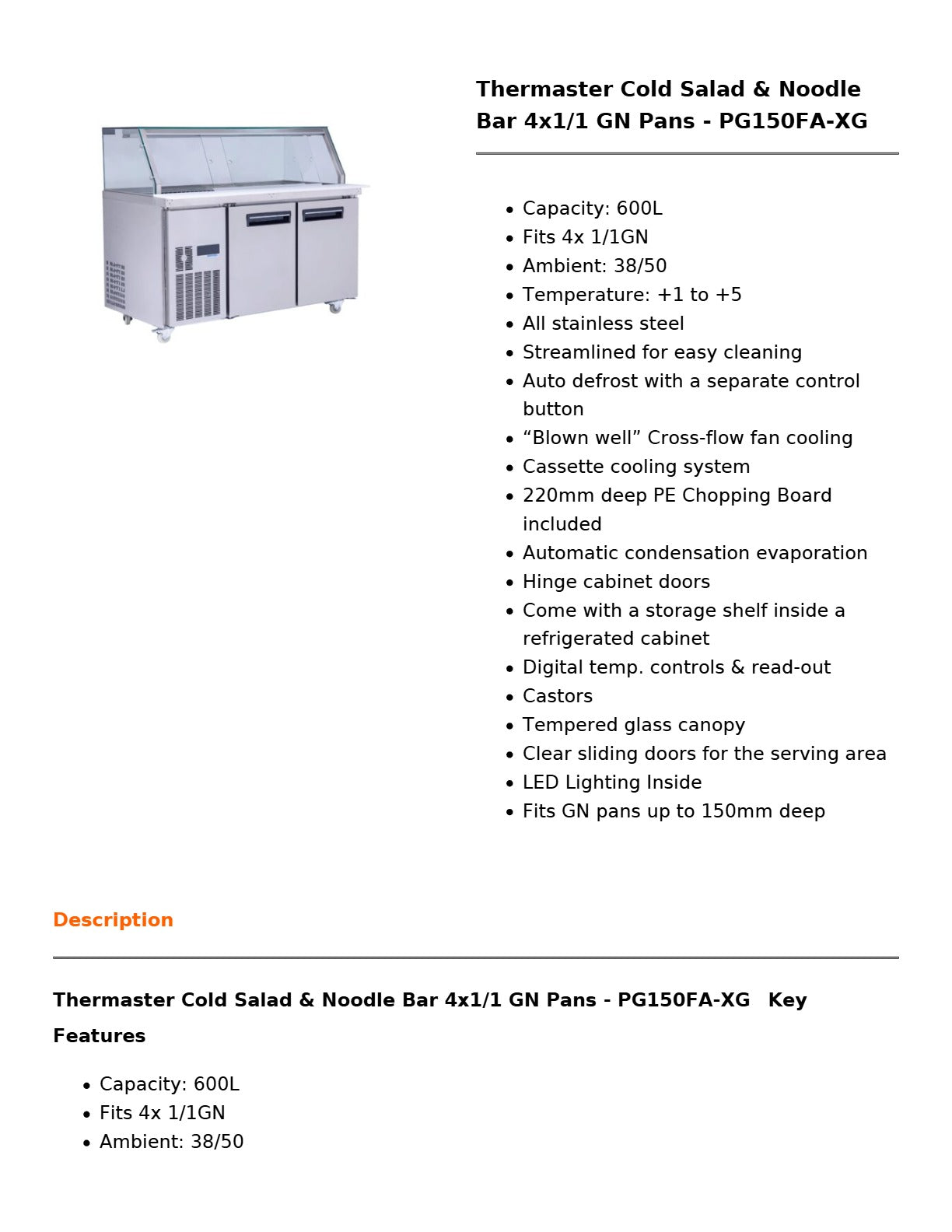 Thermaster PG150FA-XG - Cold Salad & Noodle Bar