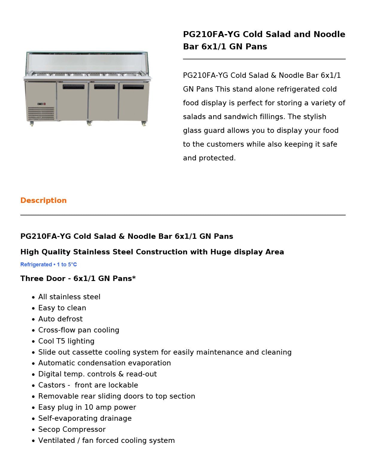 Thermaster PG210FA-YG - Cold Salad & Noodle Bar