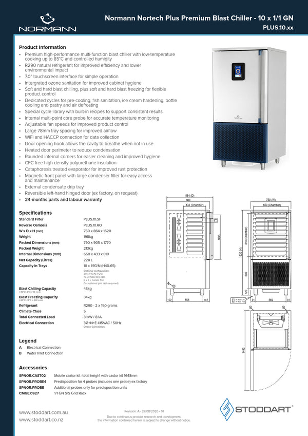 Normann PLUS.10.RO - Free Standing Blast Chiller
