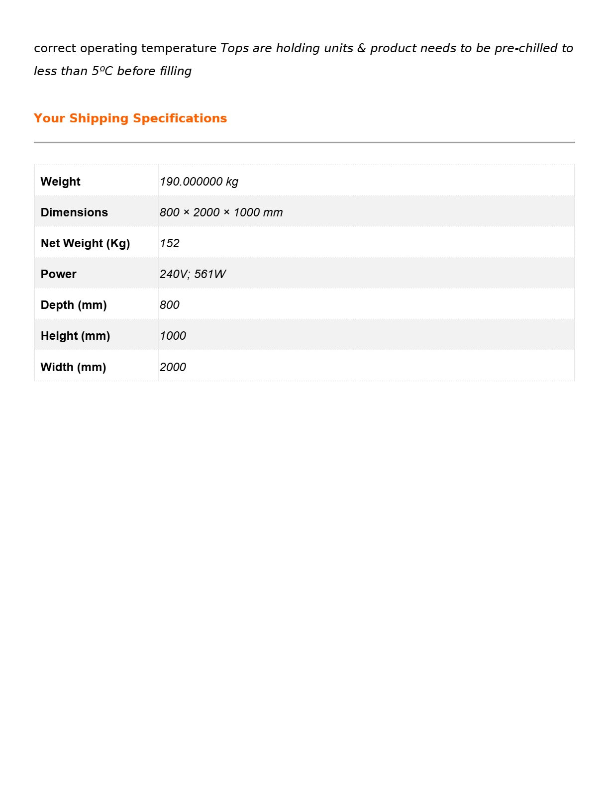 Thermaster PWB200 - Pizza Prep Bench