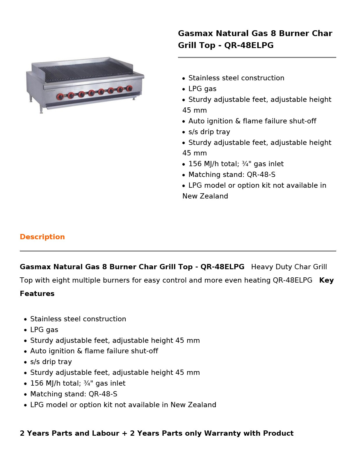 Gasmax QR-48ELPG - Char Grill