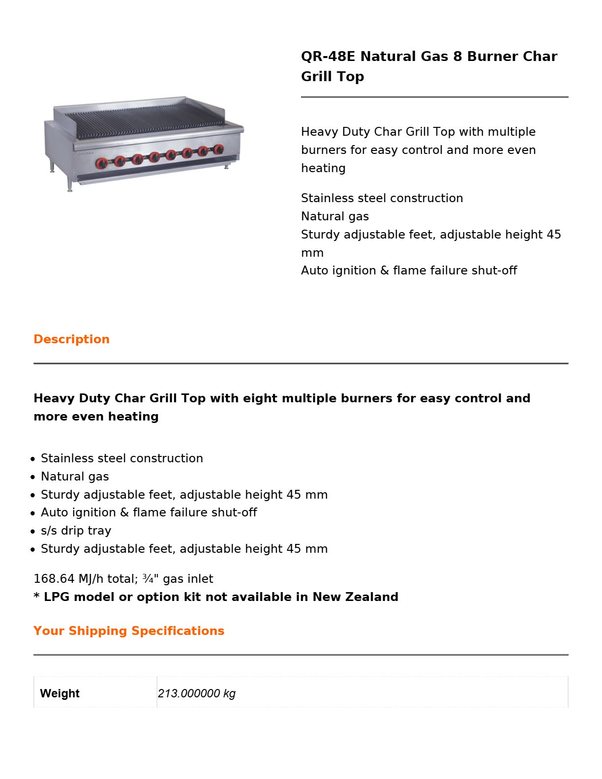 Gasmax QR-48E - Char Grill