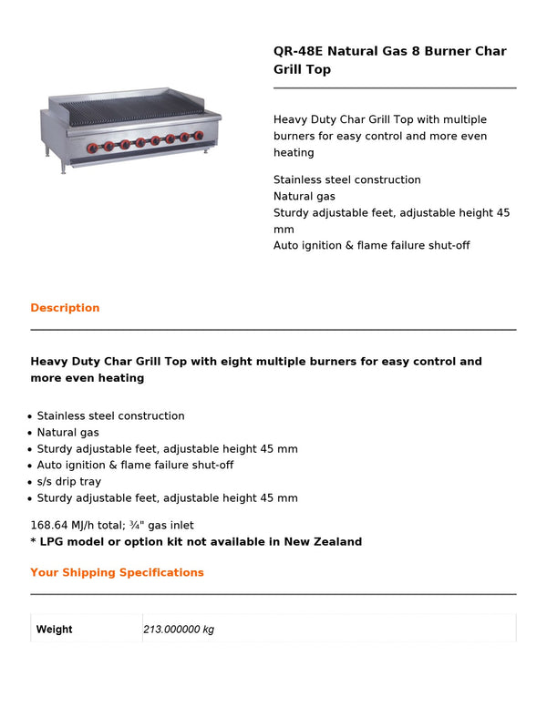 Gasmax QR-48E - Char Grill