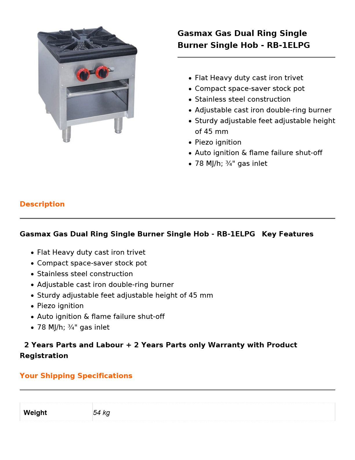 Gasmax RB-1ELPG - Freestanding Stock Pot Boiler