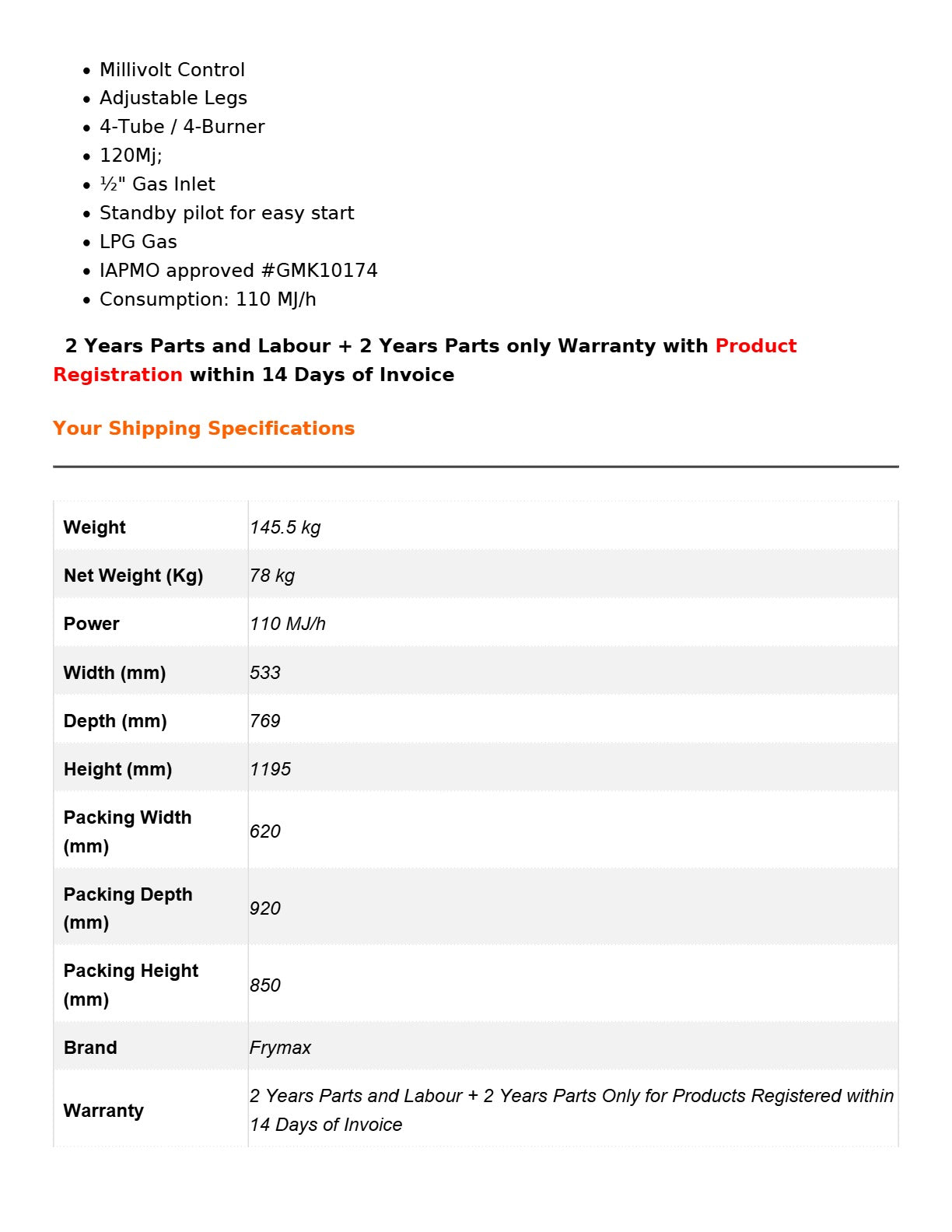 Frymax RC400TELPG - Twin Vat Fryer