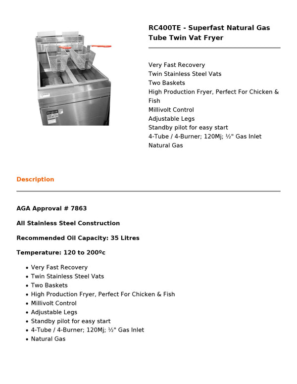 Frymax RC400TE - Twin Vat Fryer