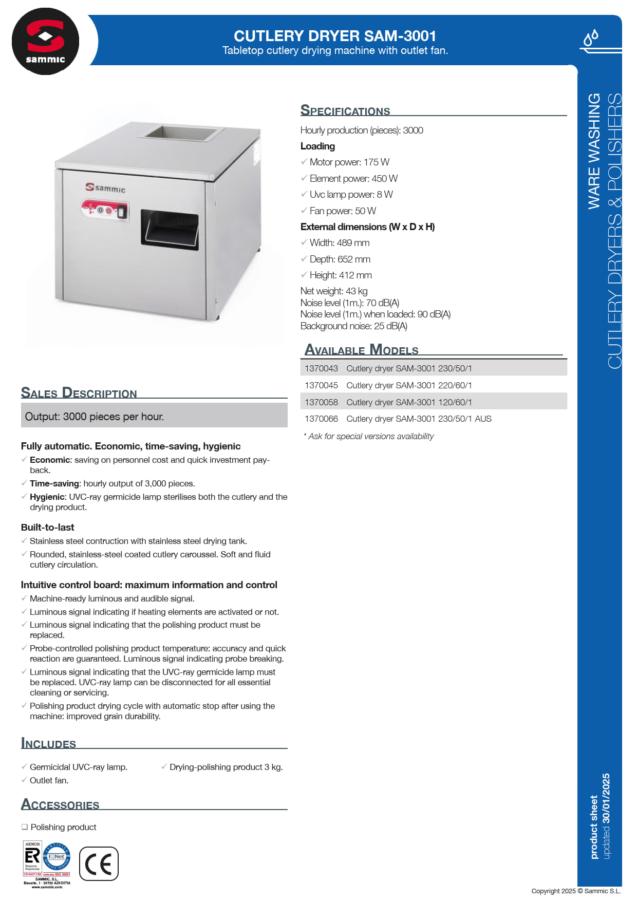 Sammic SAM-3001 - Cutlery Polisher