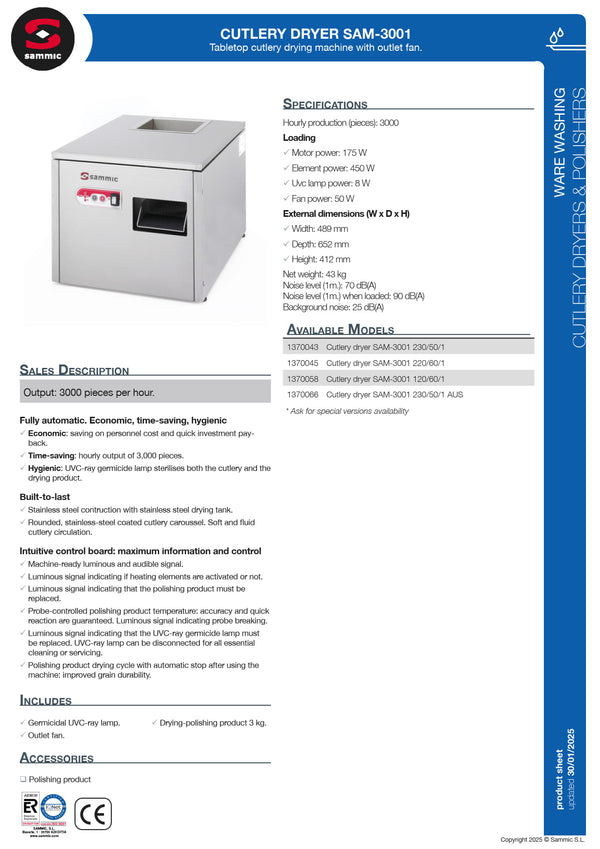 Sammic SAM-3001 - Cutlery Polisher